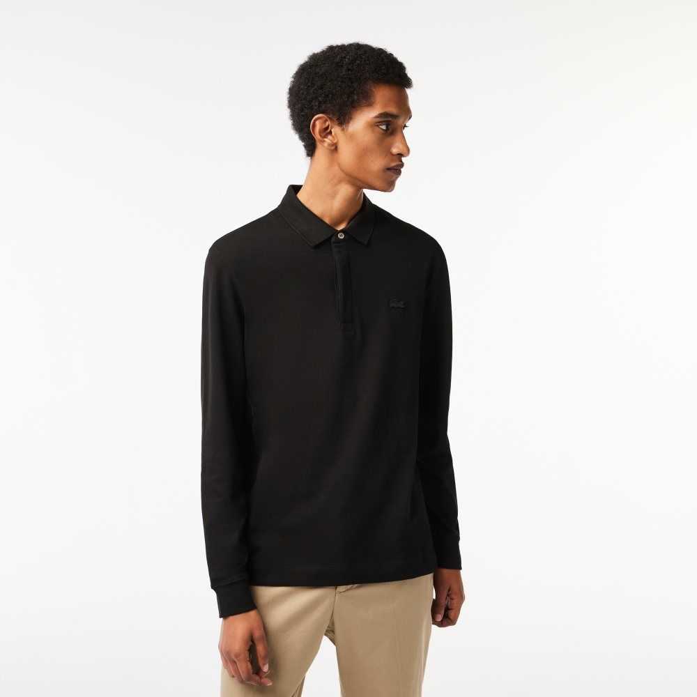 Lacoste Smart Paris long sleeve stretch cotton Negras | 9315-DCSAP