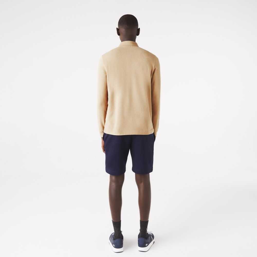 Lacoste Smart Paris long sleeve stretch cotton Beige | 9782-QBDNS