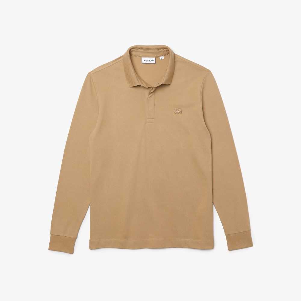 Lacoste Smart Paris long sleeve stretch cotton Beige | 9782-QBDNS