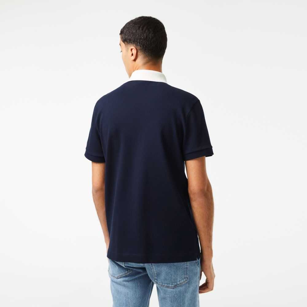 Lacoste Smart Paris with cotton Petit Pique Azul Marino Azules Blancas | 6570-BUWGY