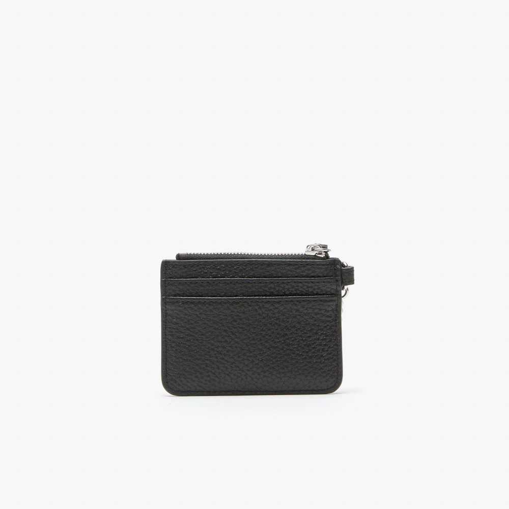 Lacoste Snap Hook Grained Cuero Card Holder Negras | 5074-TSUEX