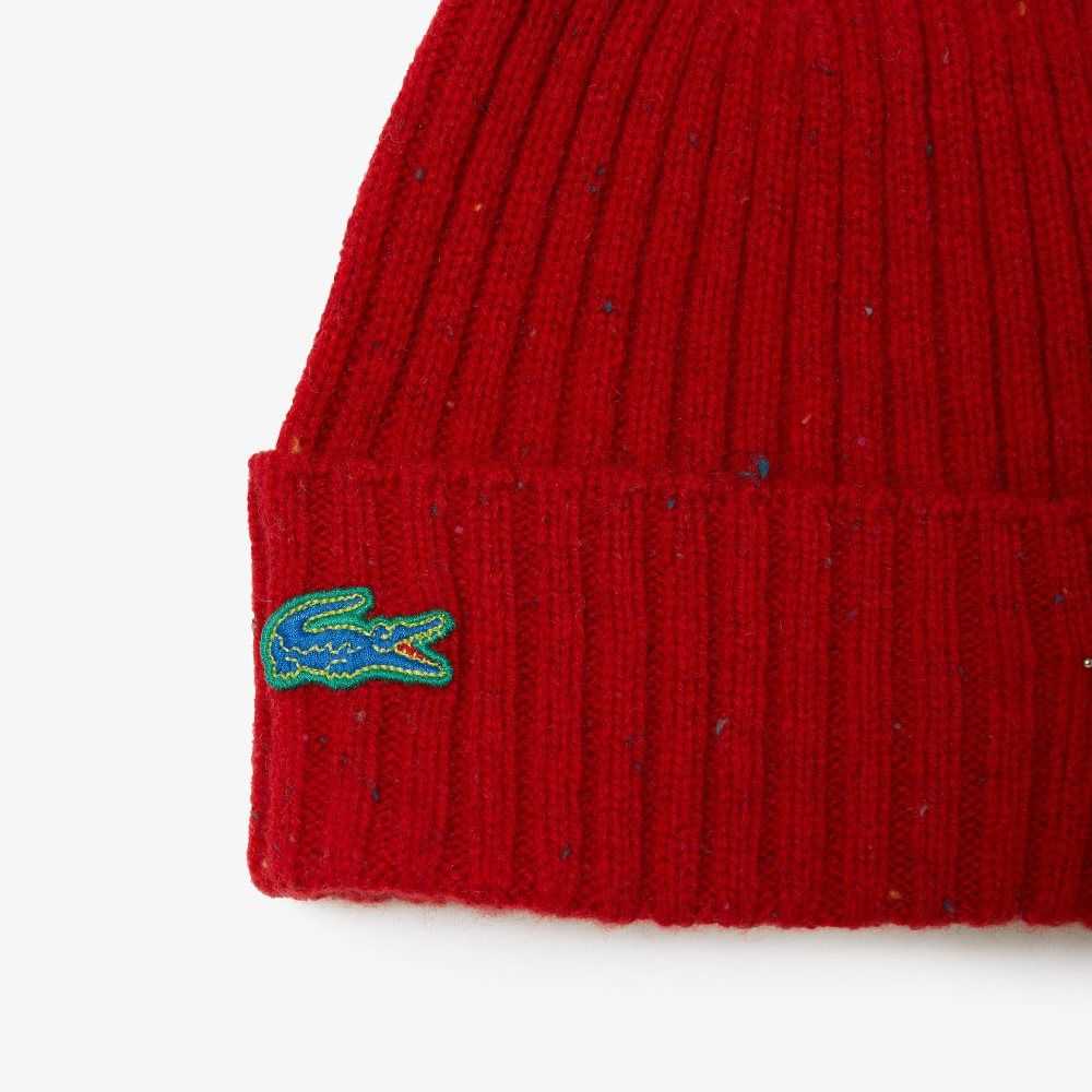 Lacoste Speckled Lana Beanie Rojas | 2314-ATFBK