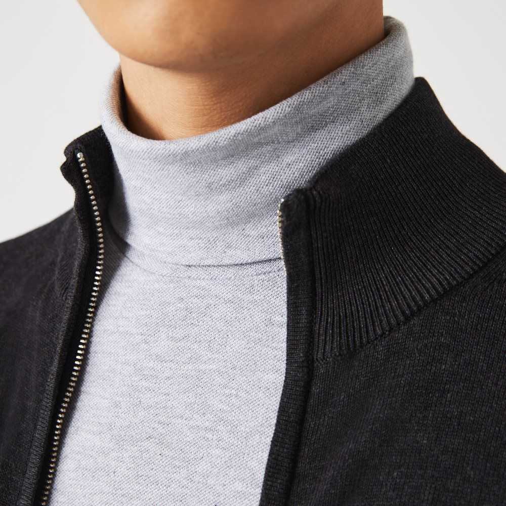 Lacoste Stand-Up Collar Organic Algodon Zippered Gris | 0168-SHMER