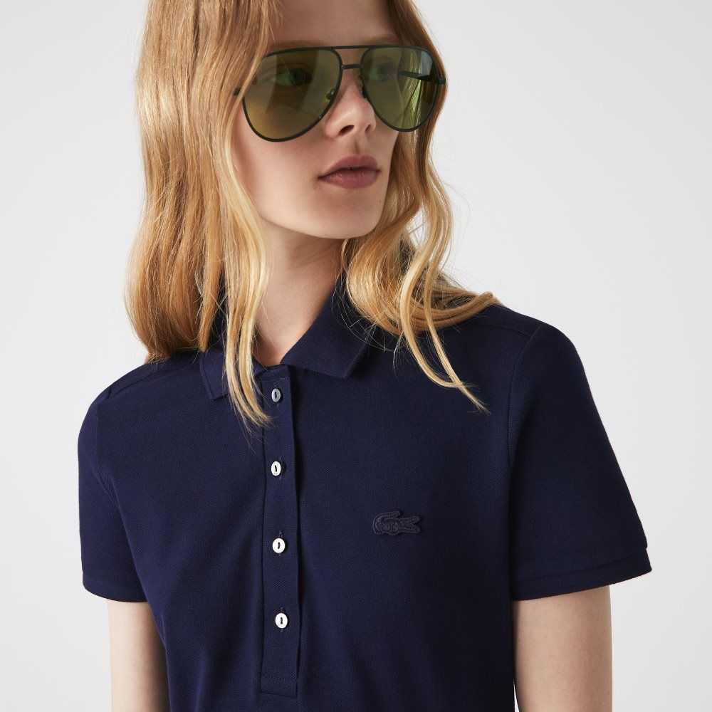 Lacoste Stretch Algodon Pique Polo Azul Marino Azules | 2308-KUDHO