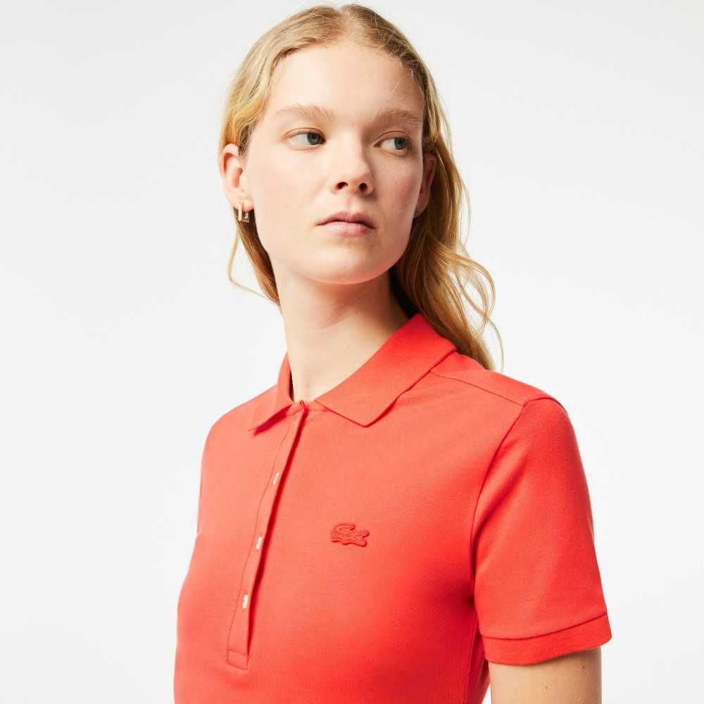 Lacoste Stretch Algodon Pique Polo Naranjas | 4231-ZUYHB