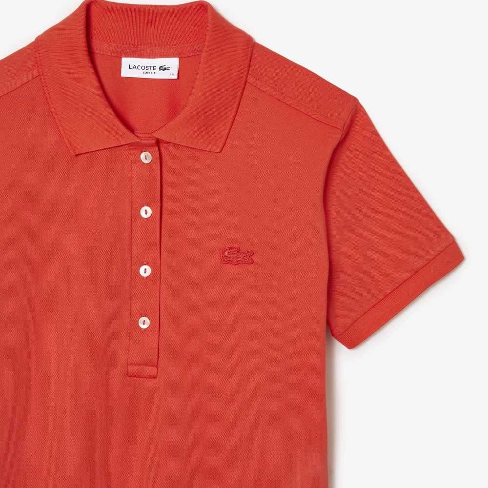 Lacoste Stretch Algodon Pique Polo Naranjas | 4231-ZUYHB