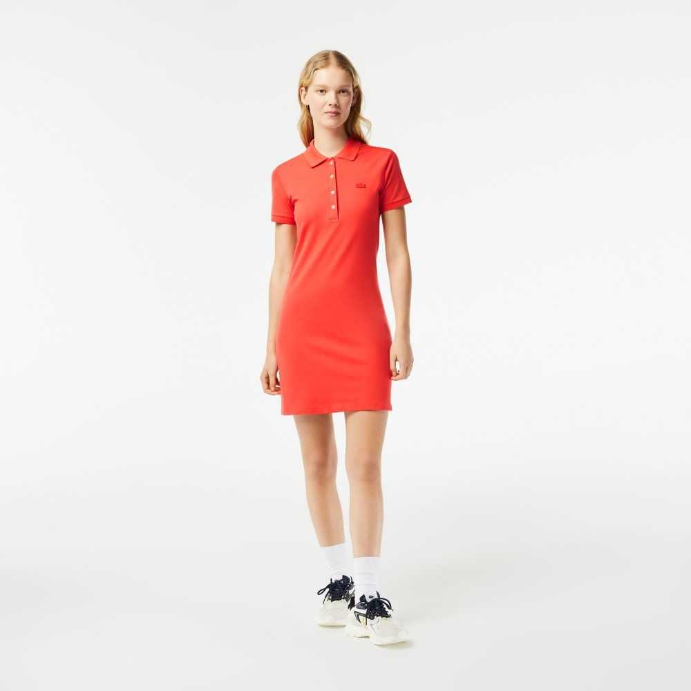 Lacoste Stretch Algodon Pique Polo Naranjas | 4231-ZUYHB