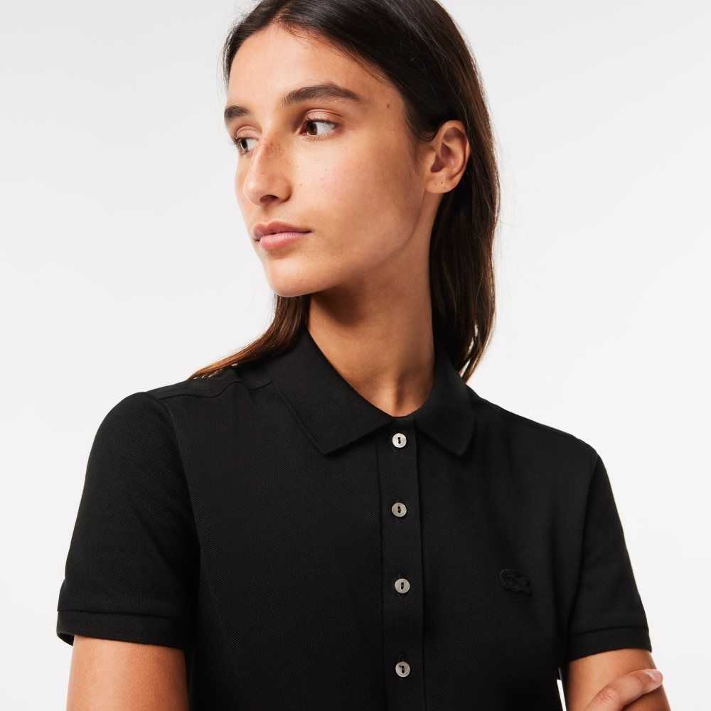 Lacoste Stretch Algodon Pique Polo Negras | 1580-HEWML