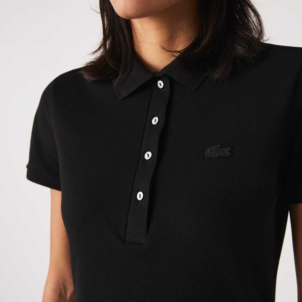 Lacoste Stretch Algodon Pique Polo Negras | 1580-HEWML