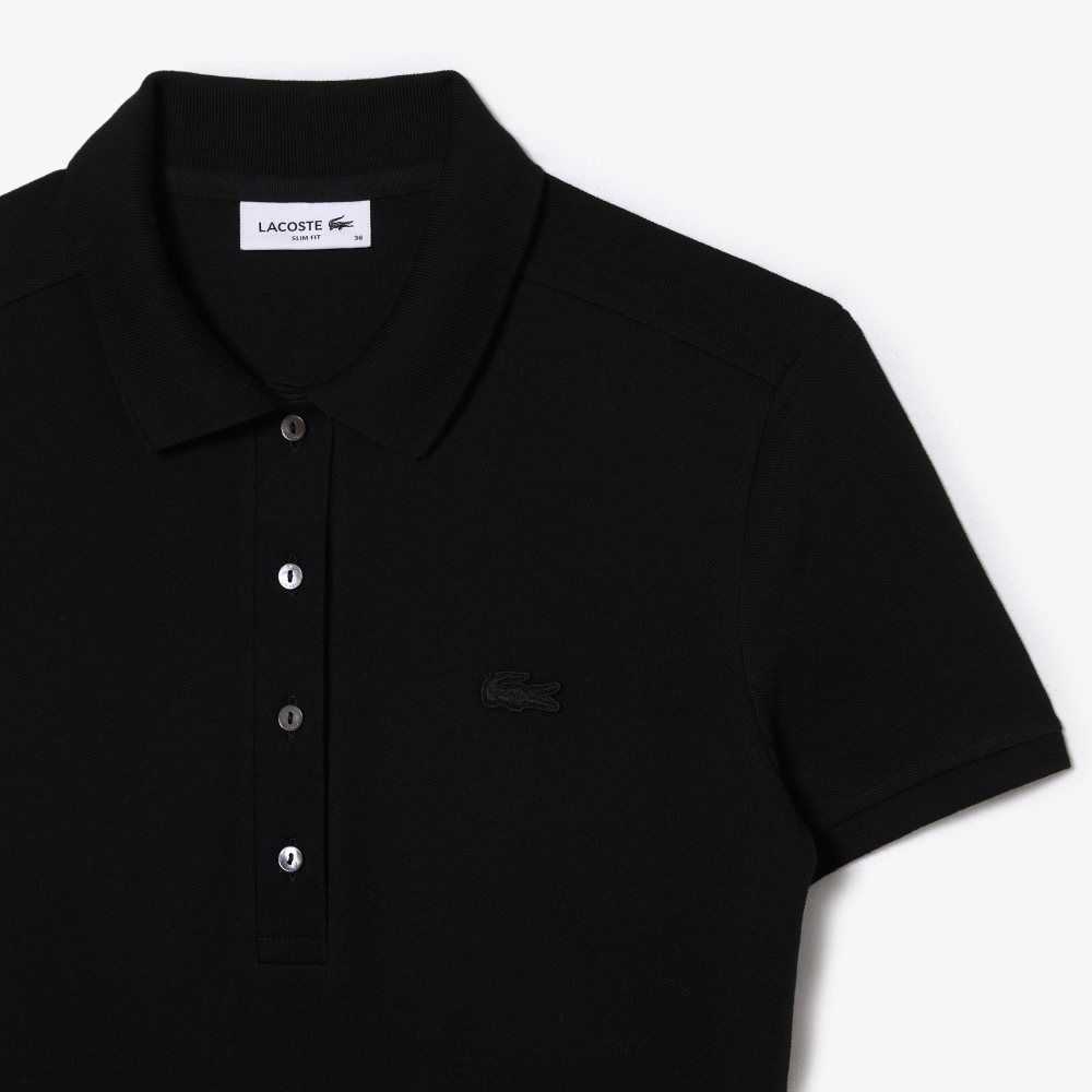 Lacoste Stretch Algodon Pique Polo Negras | 1580-HEWML