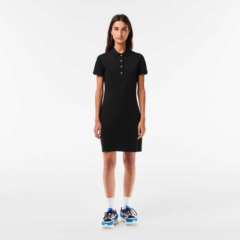 Lacoste Stretch Algodon Pique Polo Negras | 1580-HEWML