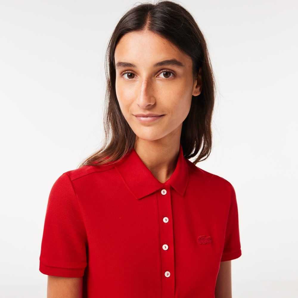 Lacoste Stretch Algodon Pique Polo Rojas | 0591-LPCDI