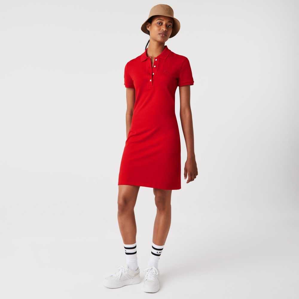 Lacoste Stretch Algodon Pique Polo Rojas | 0591-LPCDI