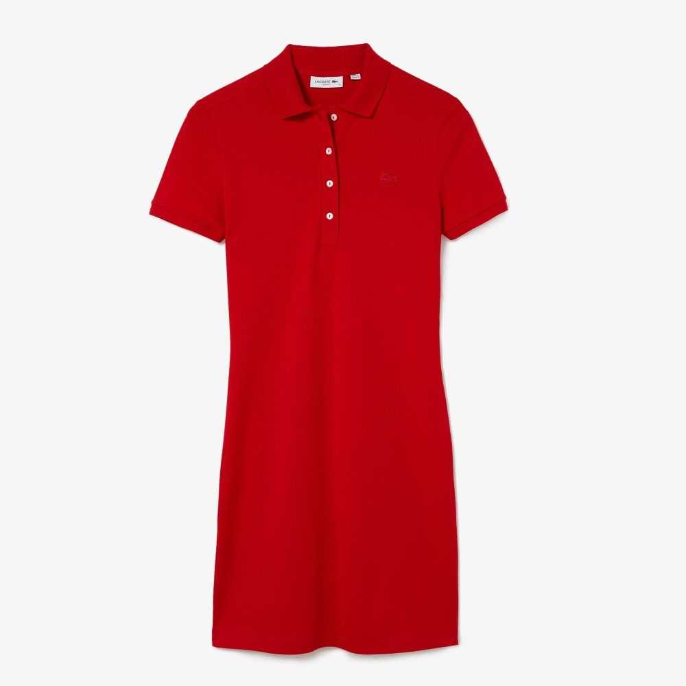 Lacoste Stretch Algodon Pique Polo Rojas | 0591-LPCDI