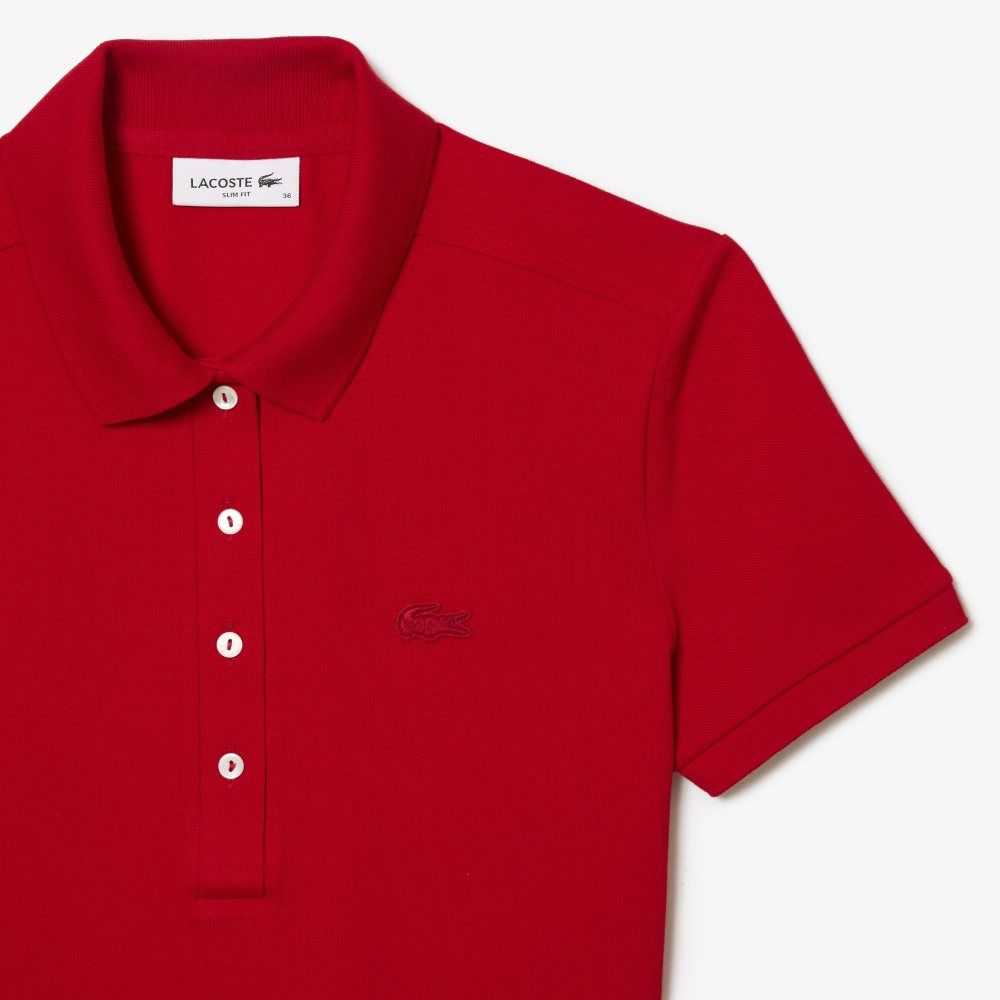 Lacoste Stretch Algodon Pique Polo Rojas | 0591-LPCDI