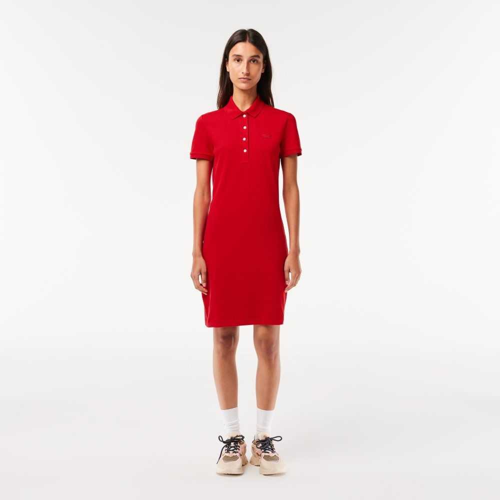 Lacoste Stretch Algodon Pique Polo Rojas | 0591-LPCDI