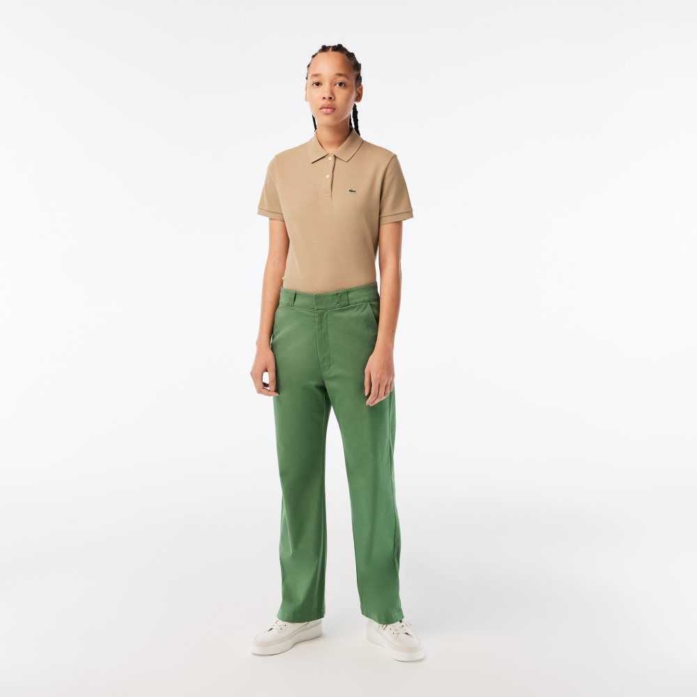 Lacoste Stretch Gabardine Kaki Verde | 5361-HTADZ