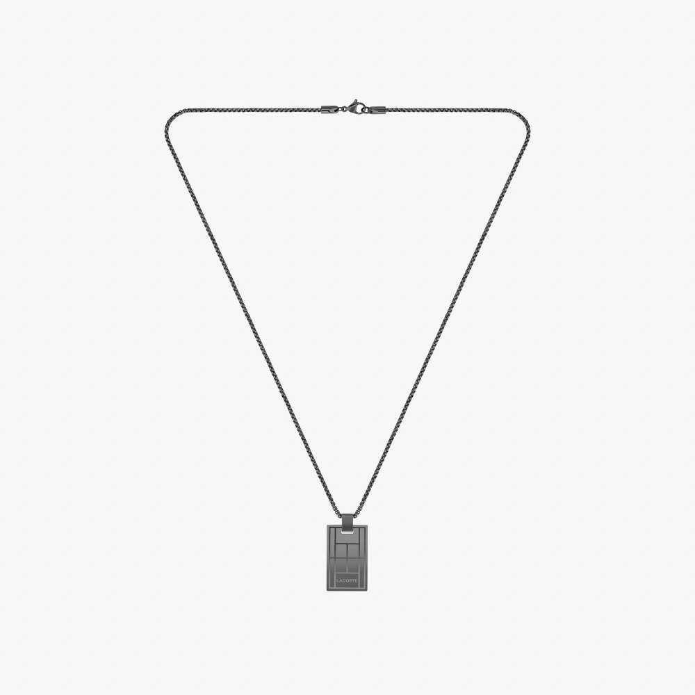 Lacoste Tenis Court Necklace Negras Gris | 6498-SHQYG