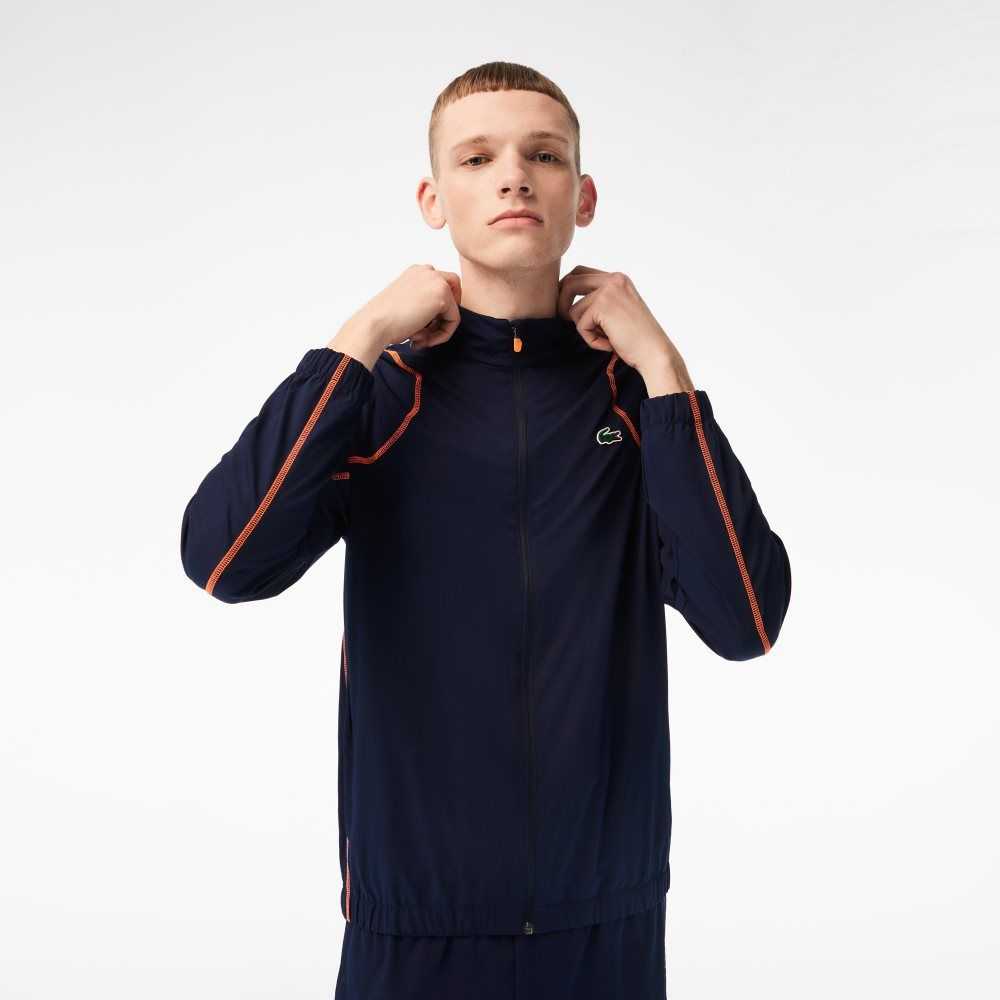 Lacoste Tenis High-Neck Jogger Set Azul Marino Azules Naranjas | 1570-GXAMH