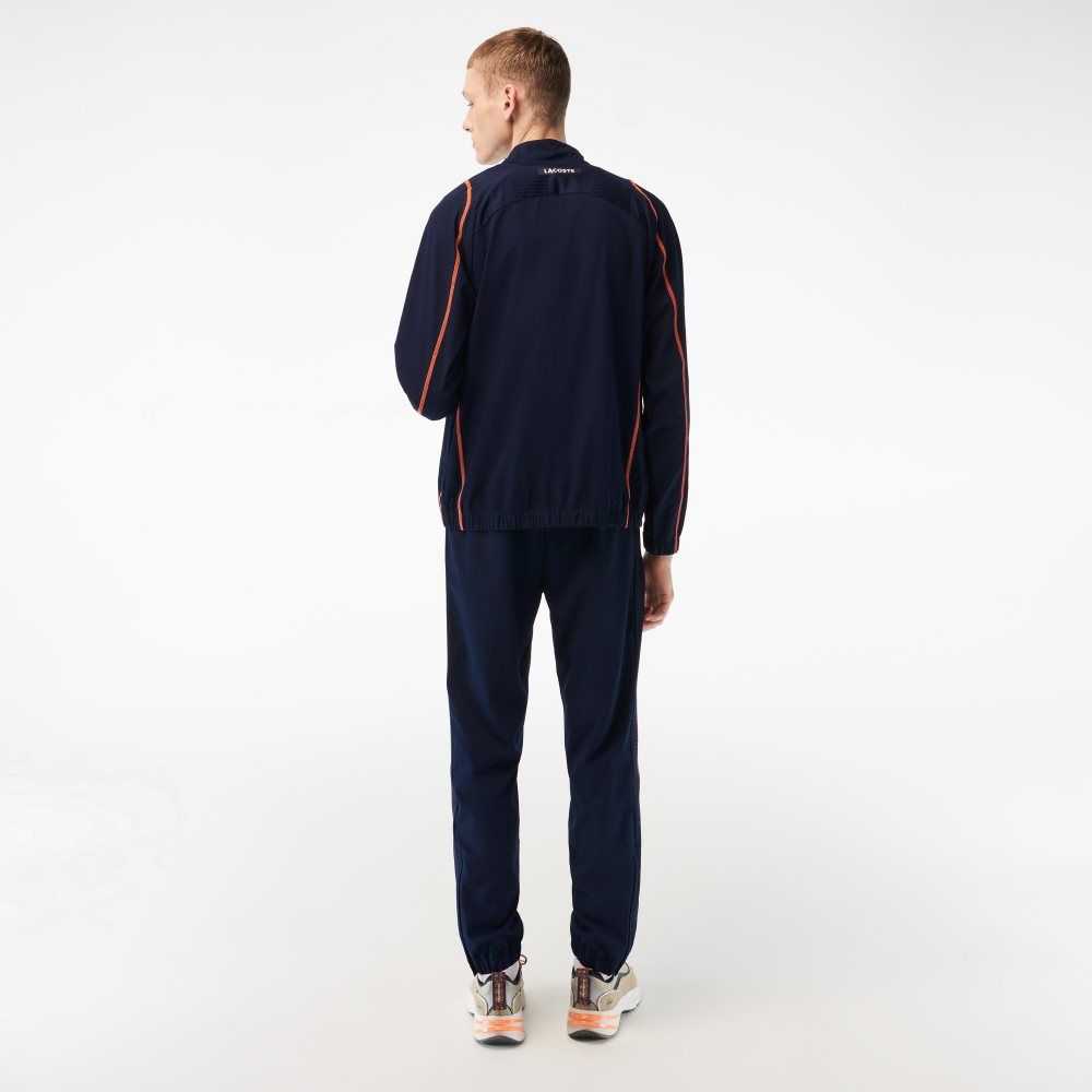 Lacoste Tenis High-Neck Jogger Set Azul Marino Azules Naranjas | 1570-GXAMH