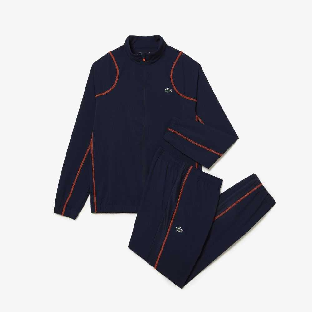 Lacoste Tenis High-Neck Jogger Set Azul Marino Azules Naranjas | 1570-GXAMH