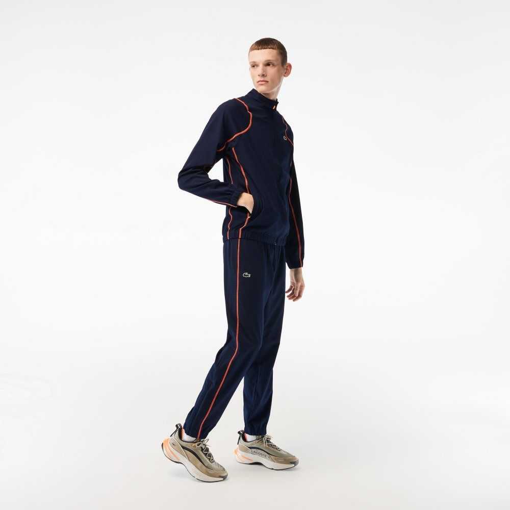 Lacoste Tenis High-Neck Jogger Set Azul Marino Azules Naranjas | 1570-GXAMH