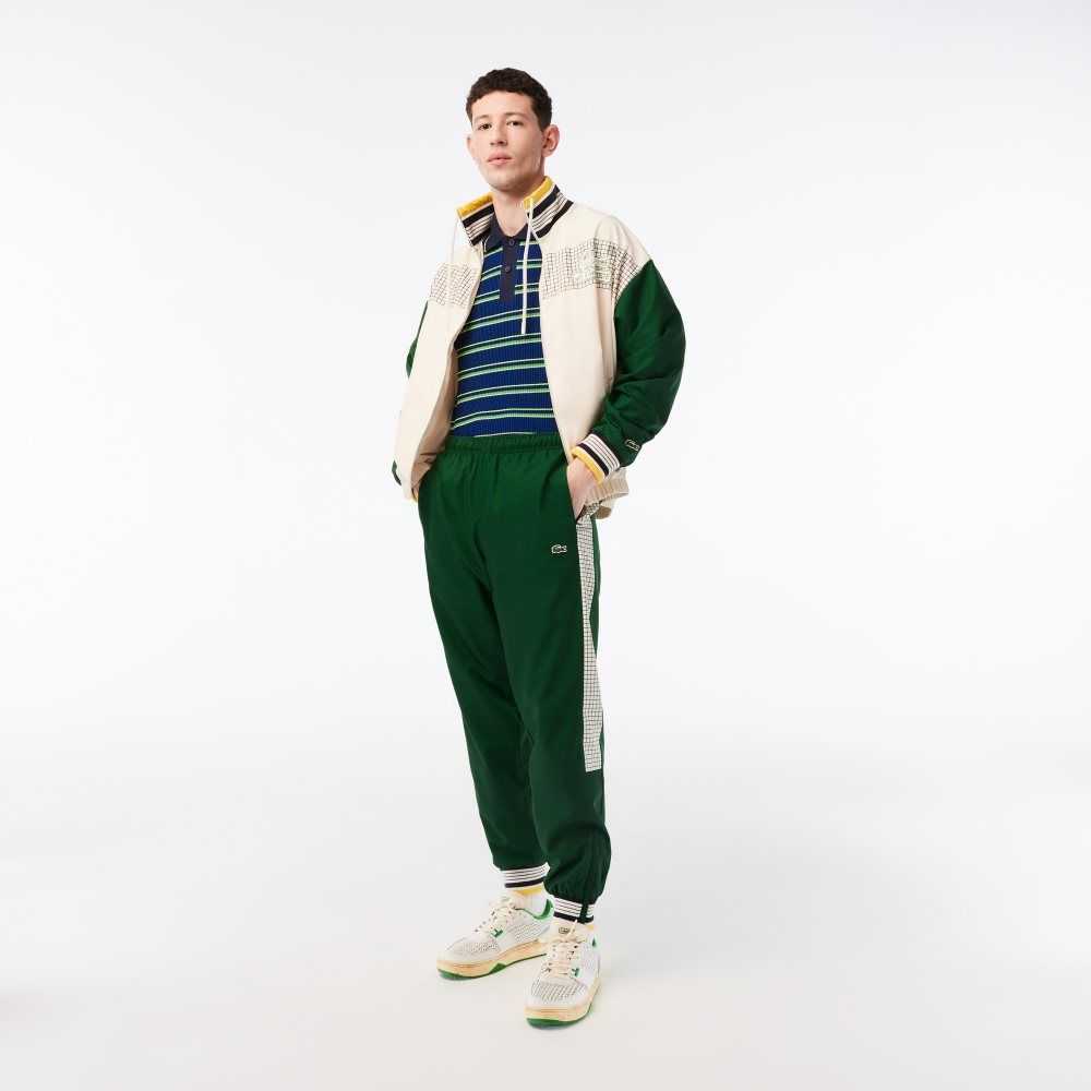 Lacoste Tenis Print Pista Pants Verde Blancas | 2690-GLIXU