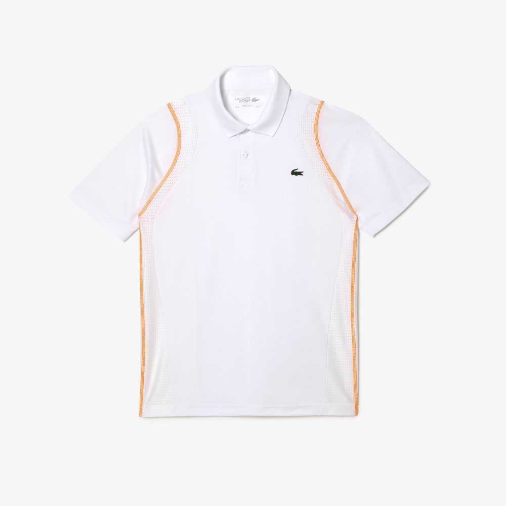 Lacoste Tenis Recycled Polyester Blancas Naranjas | 9370-TRYWD