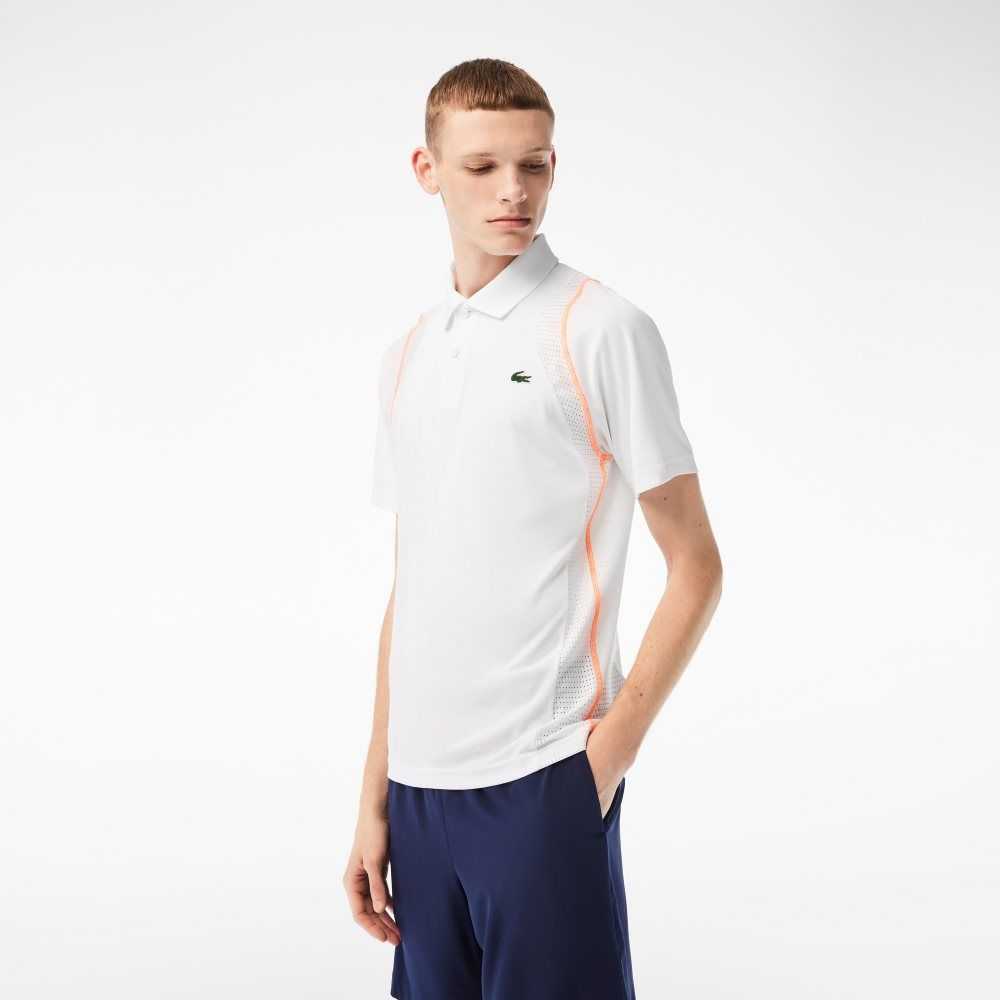 Lacoste Tenis Recycled Polyester Blancas Naranjas | 9370-TRYWD