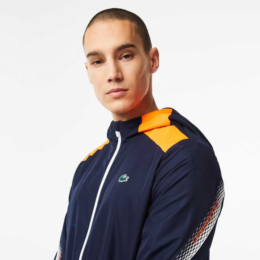 Lacoste Tenis Recycled Polyester Encapuchado Azul Marino Azules Naranjas Blancas Naranjas Blancas | 4928-WGYFD