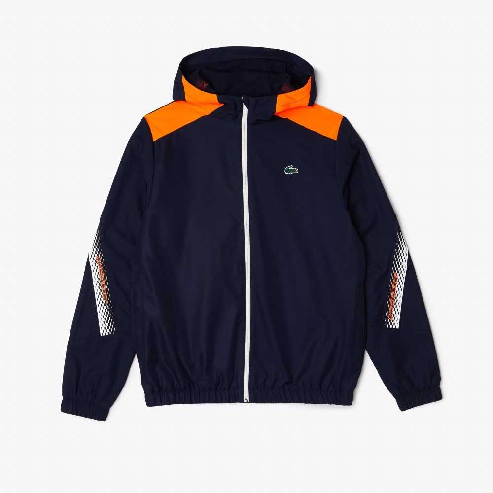 Lacoste Tenis Recycled Polyester Encapuchado Azul Marino Azules Naranjas Blancas Naranjas Blancas | 4928-WGYFD