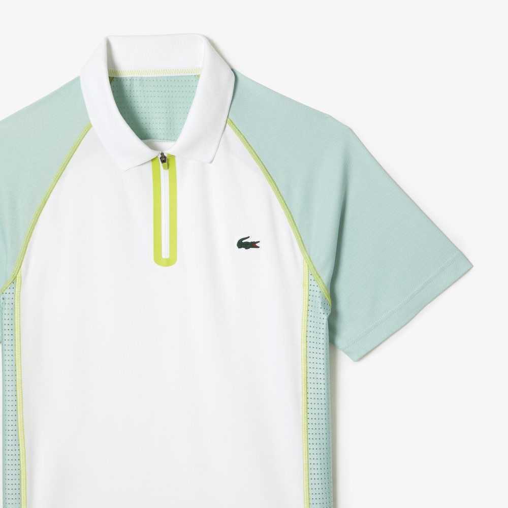 Lacoste Tenis Recycled Polyester with Ultra-Dry Tecnologia Blancas Verde Claro Amarillo | 7129-TJXFG