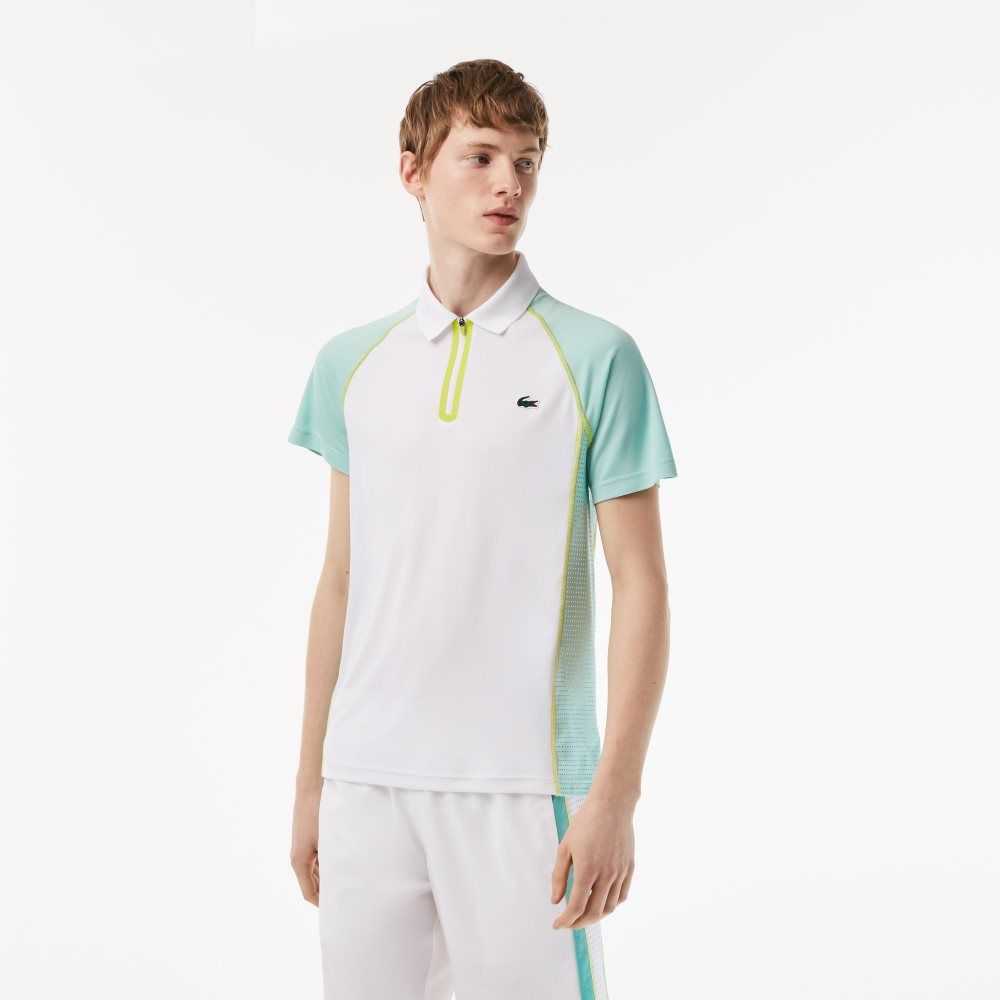 Lacoste Tenis Recycled Polyester with Ultra-Dry Tecnologia Blancas Verde Claro Amarillo | 7129-TJXFG