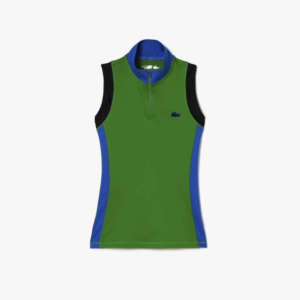 Lacoste Tenis Sin Manga Zip Neck Verde Azules Negras | 2036-ZMOTJ