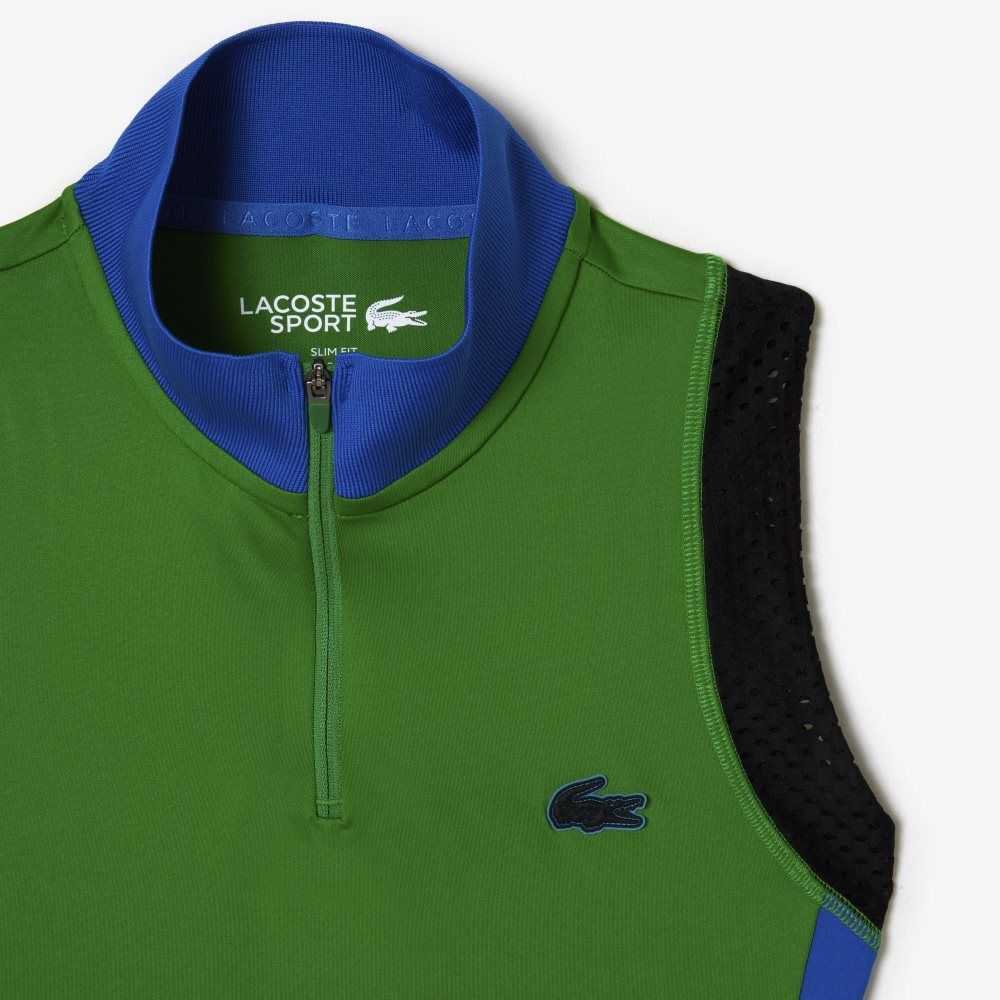 Lacoste Tenis Sin Manga Zip Neck Verde Azules Negras | 2036-ZMOTJ