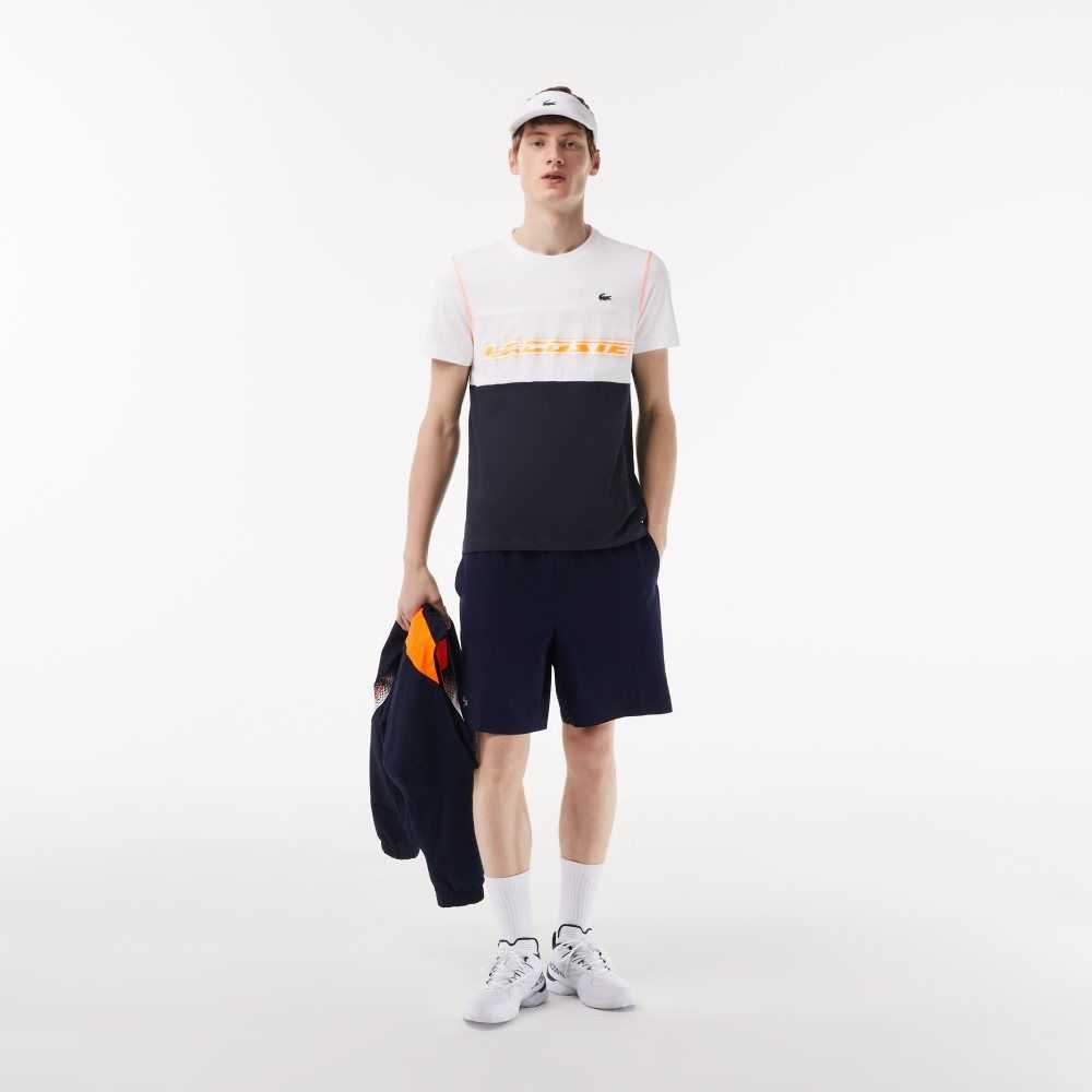 Lacoste Tenis x Daniil Medvedev Jersey Blancas Azules Naranjas | 3506-VJUFR