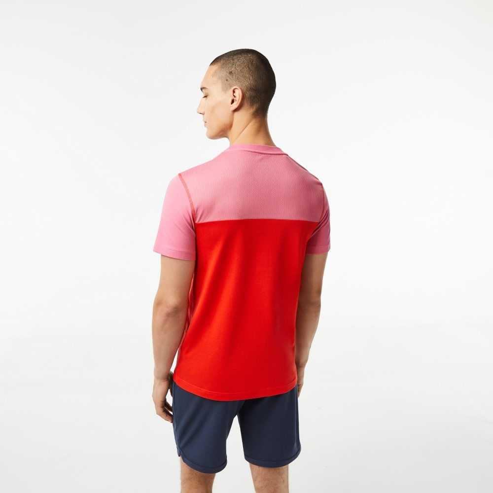 Lacoste Tenis x Daniil Medvedev Jersey Rosas Rojas Azules | 8945-BVLXE