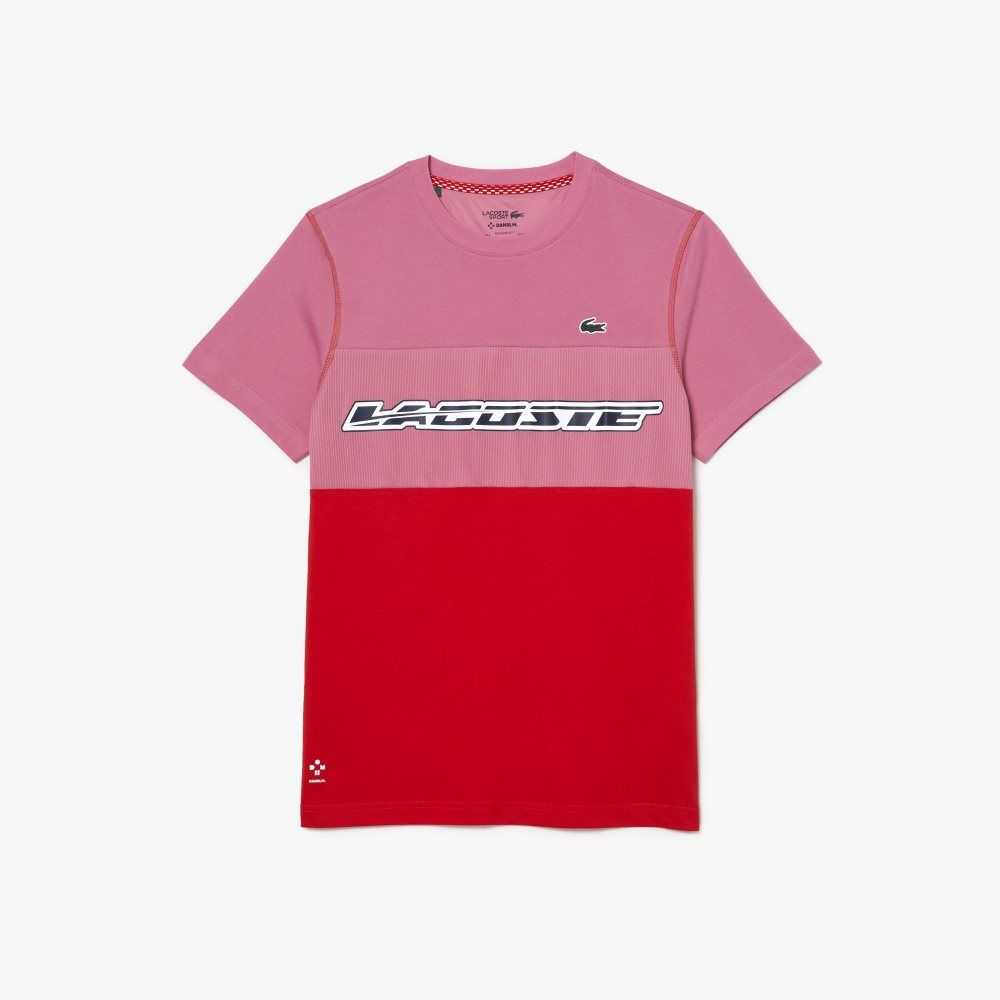 Lacoste Tenis x Daniil Medvedev Jersey Rosas Rojas Azules | 8945-BVLXE