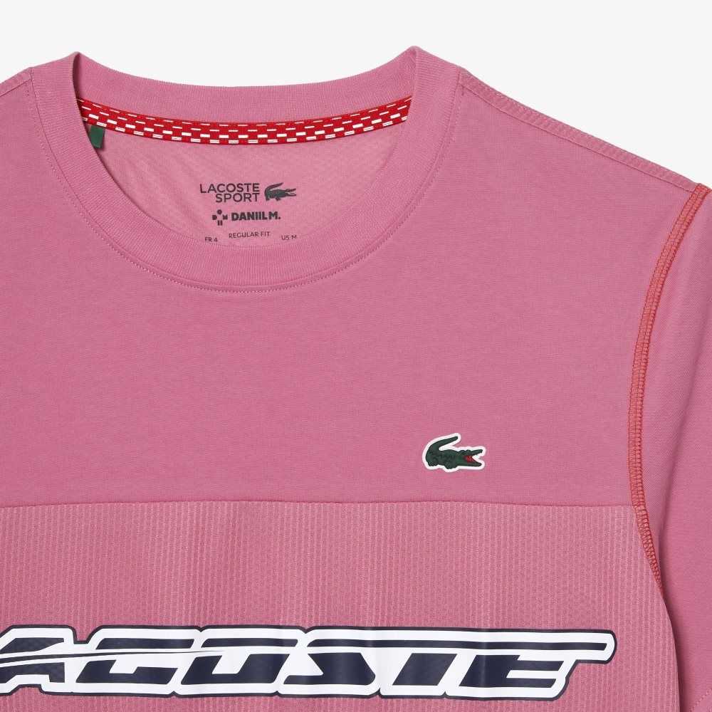 Lacoste Tenis x Daniil Medvedev Jersey Rosas Rojas Azules | 8945-BVLXE