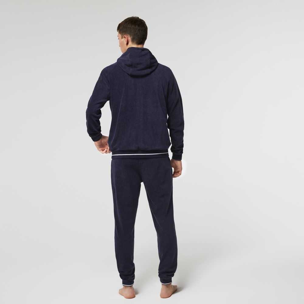 Lacoste Terrycloth Zip Lounge Azul Marino Azules | 2690-USTFJ