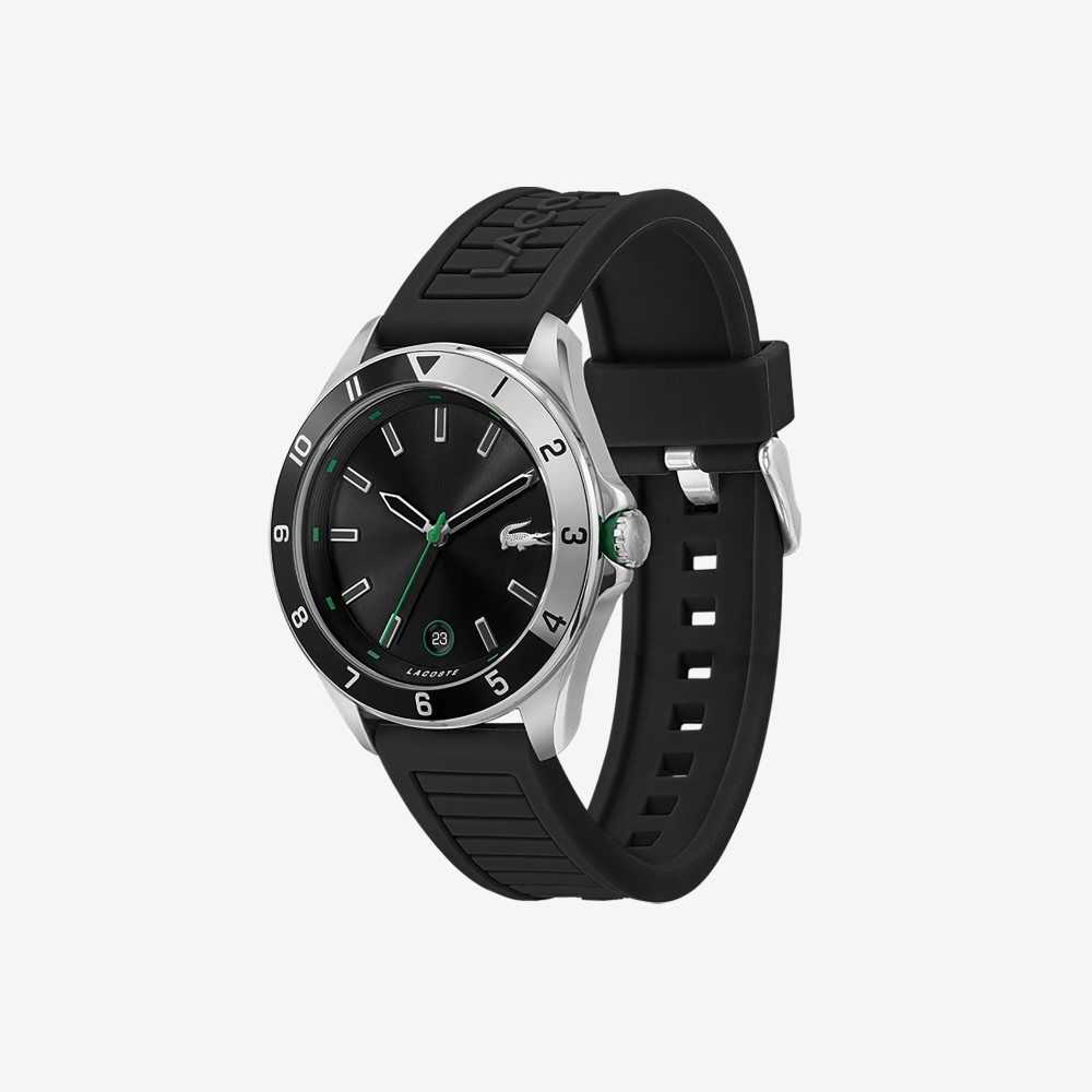 Lacoste Tiebreaker 3 Hands Black Silicona Negras | 3920-LWSKF