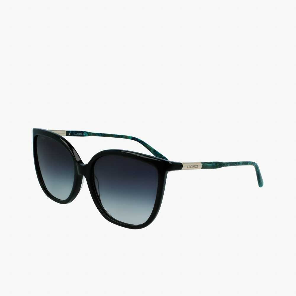 Lacoste Tubular Temple Butterfly Acetate Negras | 1357-TGSMX