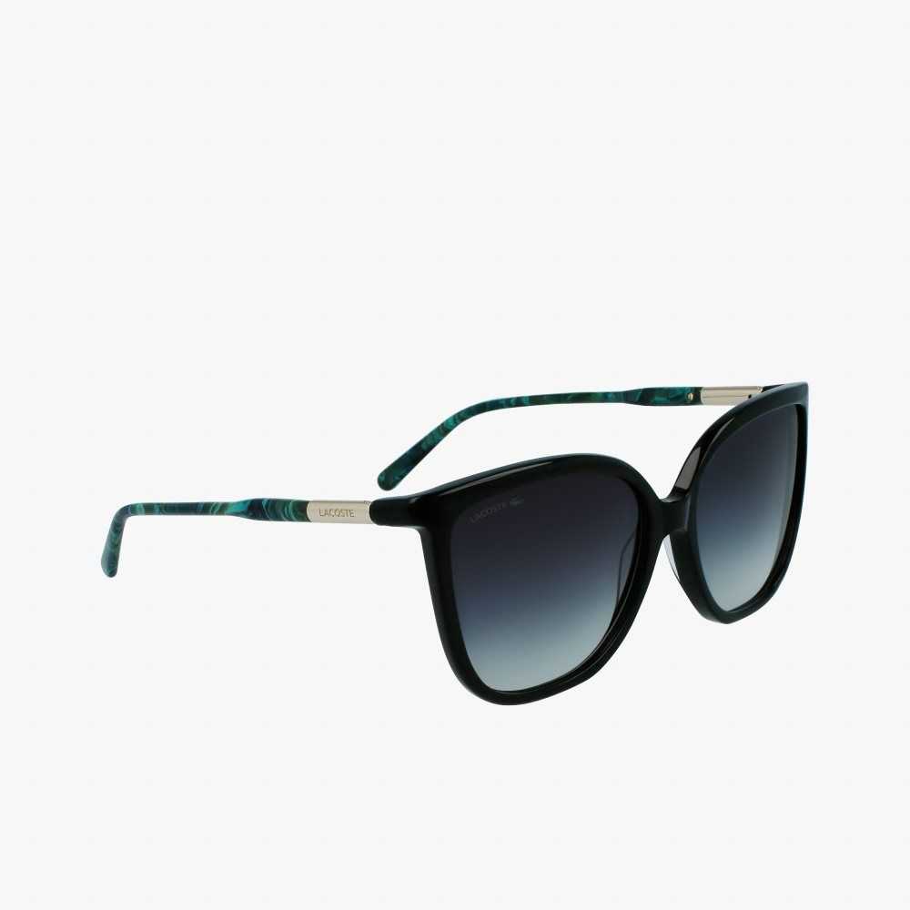 Lacoste Tubular Temple Butterfly Acetate Negras | 1357-TGSMX