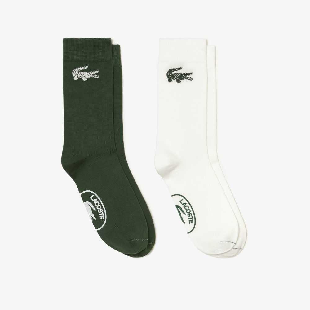 Lacoste Two-Pack French Made Organic Algodon Blancas Verde | 7319-XBEJI