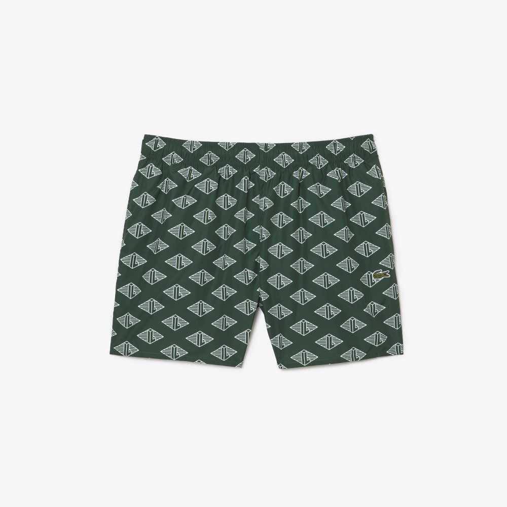 Lacoste Two-Tone Monogram Print Verde Blancas | 9317-VWGSF