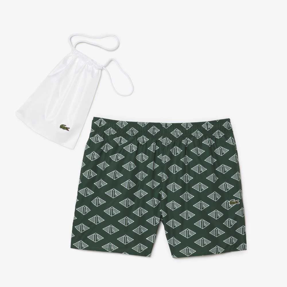 Lacoste Two-Tone Monogram Print Verde Blancas | 9317-VWGSF