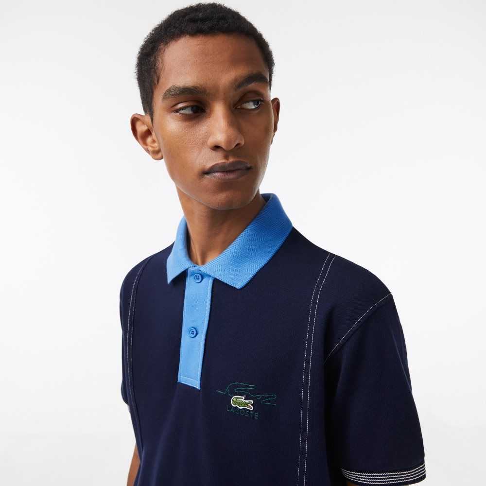 Lacoste Two-Tone Organic Algodon Azul Marino Azules Azules | 9365-RJKDY