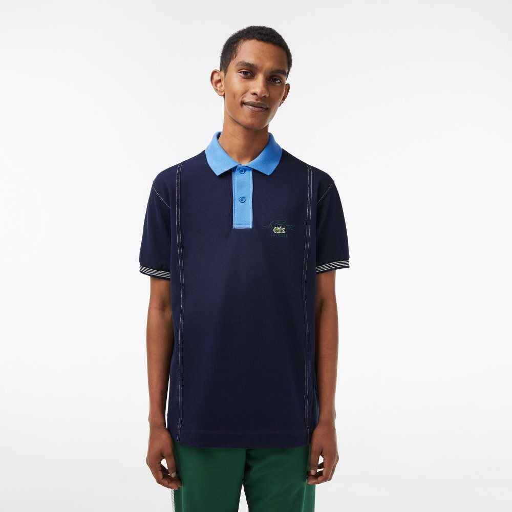 Lacoste Two-Tone Organic Algodon Azul Marino Azules Azules | 9365-RJKDY