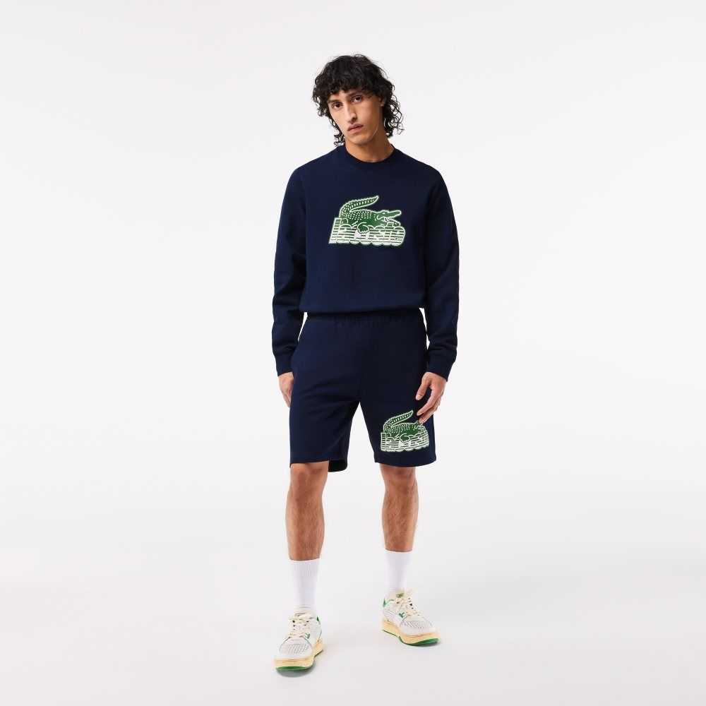 Lacoste Unbrushed Algodon Fleece Shorts Azul Marino Azules | 0426-LZFOY