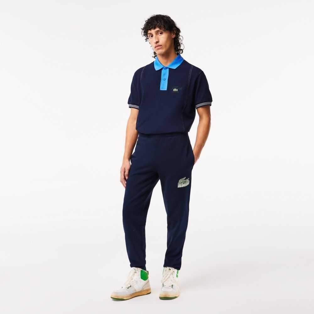 Lacoste Unbrushed Fleece Pista Pants Azul Marino Azules | 1280-GNKYB